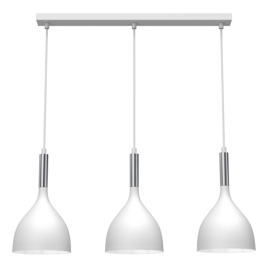 Suspension filaire NOAK 3xE27/15W/230V blanc/chrome brillant