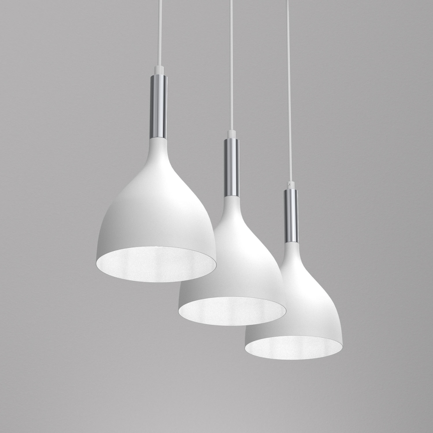Suspension filaire NOAK 3xE27/15W/230V blanc/chrome brillant
