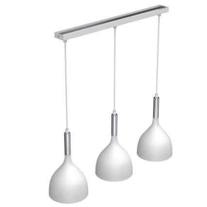 Suspension filaire NOAK 3xE27/15W/230V blanc/chrome brillant