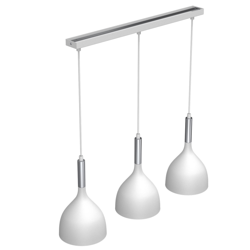 Suspension filaire NOAK 3xE27/15W/230V blanc/chrome brillant