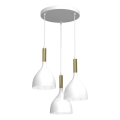 Suspension filaire NOAK 3xE27/15W/230V blanc/doré