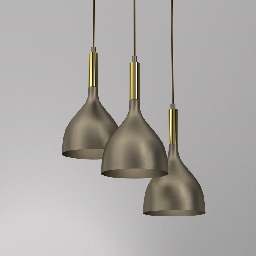 Suspension filaire NOAK 3xE27/15W/230V laiton/doré