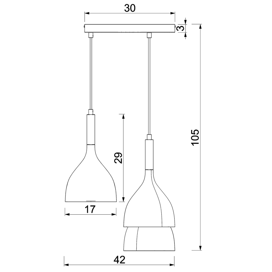 Suspension filaire NOAK 3xE27/15W/230V laiton/doré