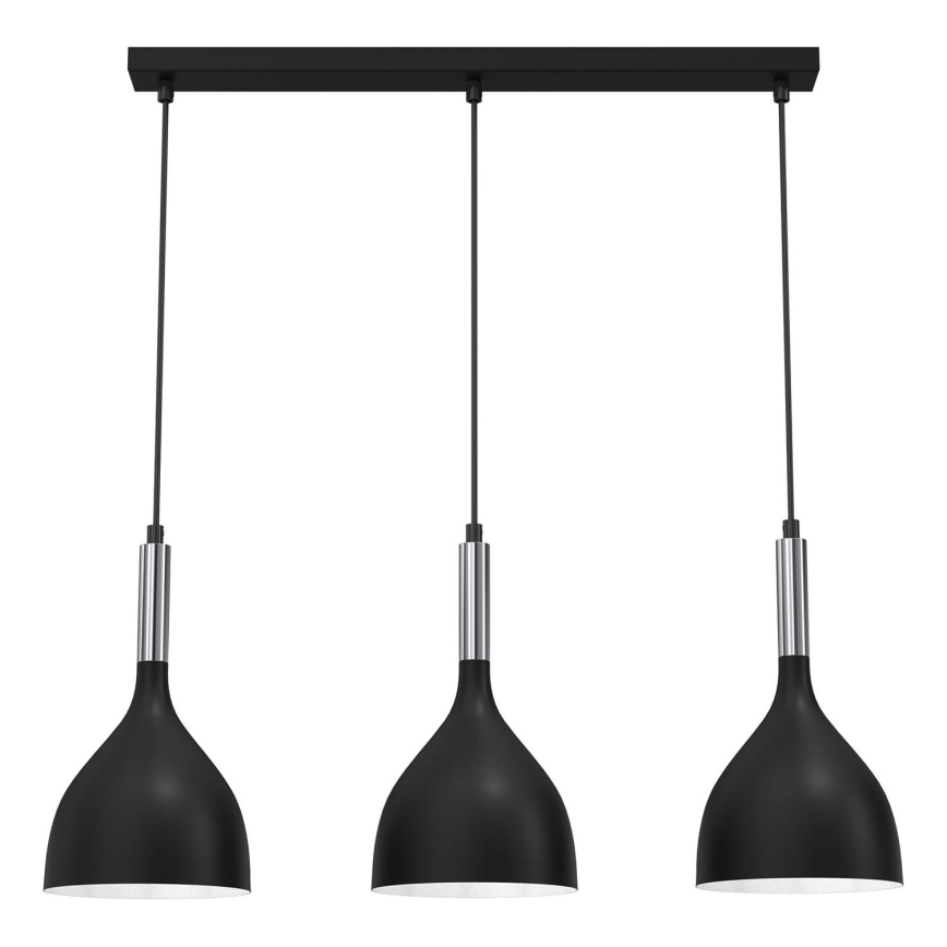 Suspension filaire NOAK 3xE27/15W/230V noir/chrome brillant