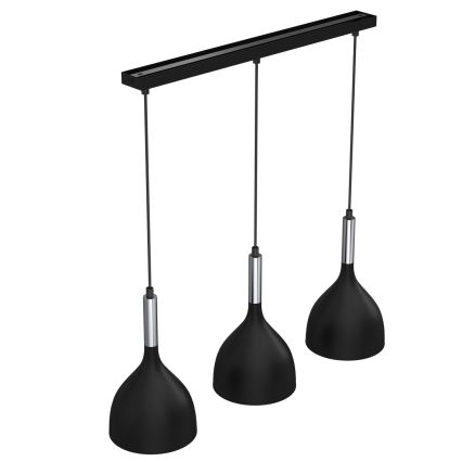 Suspension filaire NOAK 3xE27/15W/230V noir/chrome brillant