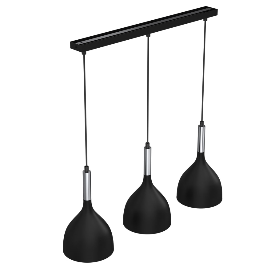 Suspension filaire NOAK 3xE27/15W/230V noir/chrome brillant