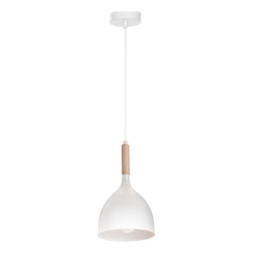 Suspension filaire NOAK WOOD 1xE27/15W/230V blanc/hêtre