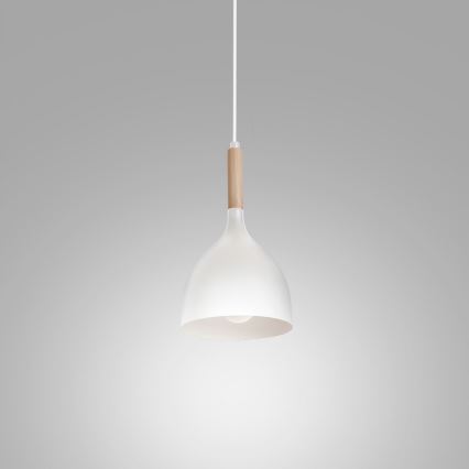Suspension filaire NOAK WOOD 1xE27/15W/230V blanc/hêtre