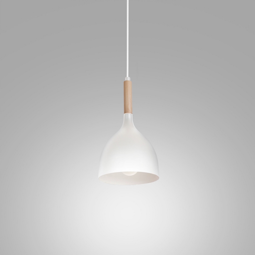 Suspension filaire NOAK WOOD 1xE27/15W/230V blanc/hêtre