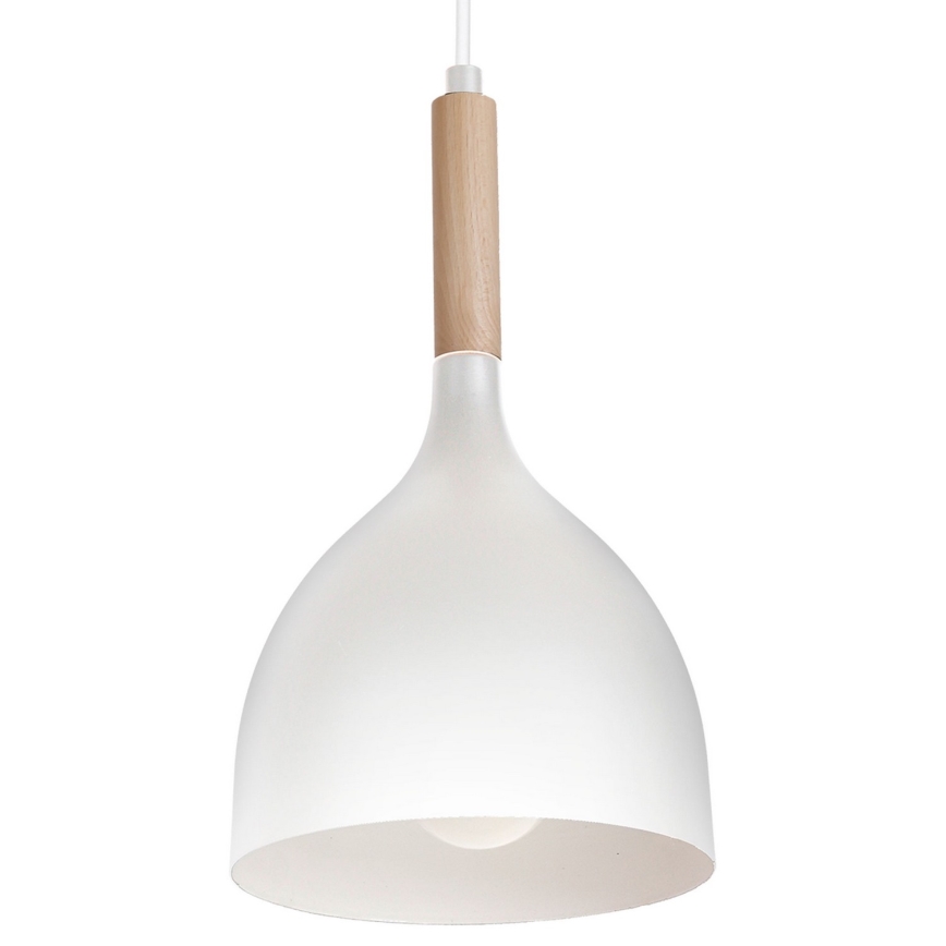 Suspension filaire NOAK WOOD 1xE27/15W/230V blanc/hêtre
