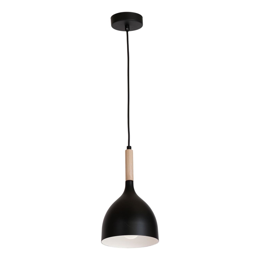 Suspension filaire NOAK WOOD 1xE27/15W/230V noir/hêtre