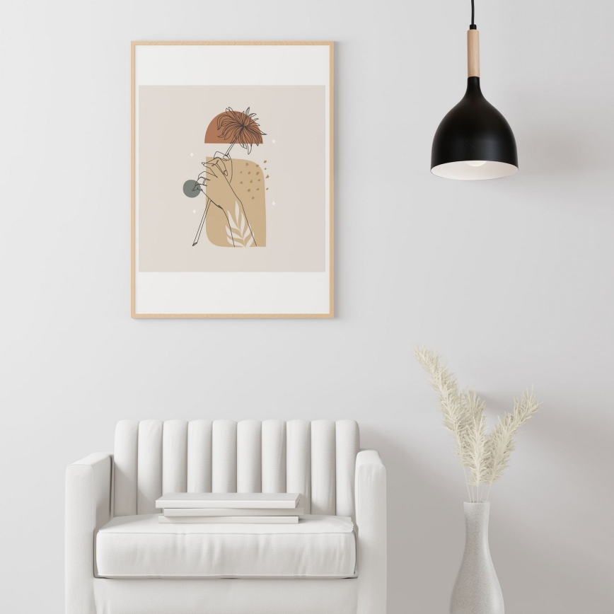 Suspension filaire NOAK WOOD 1xE27/15W/230V noir/hêtre