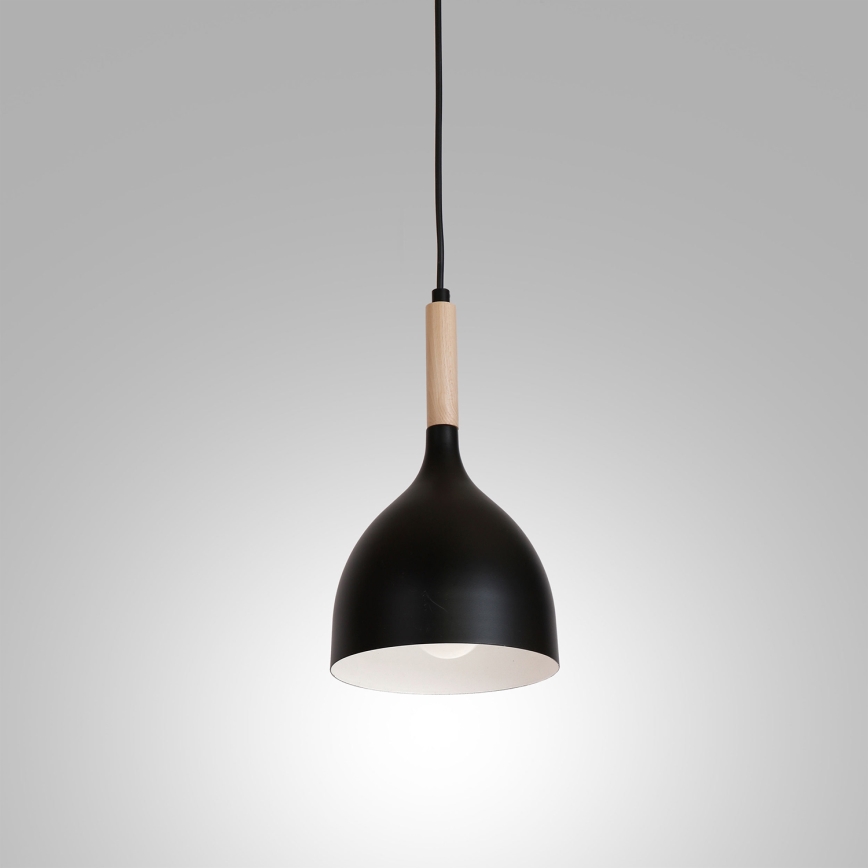 Suspension filaire NOAK WOOD 1xE27/15W/230V noir/hêtre