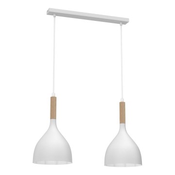 Suspension filaire NOAK WOOD 2xE27/15W/230V blanc/hêtre