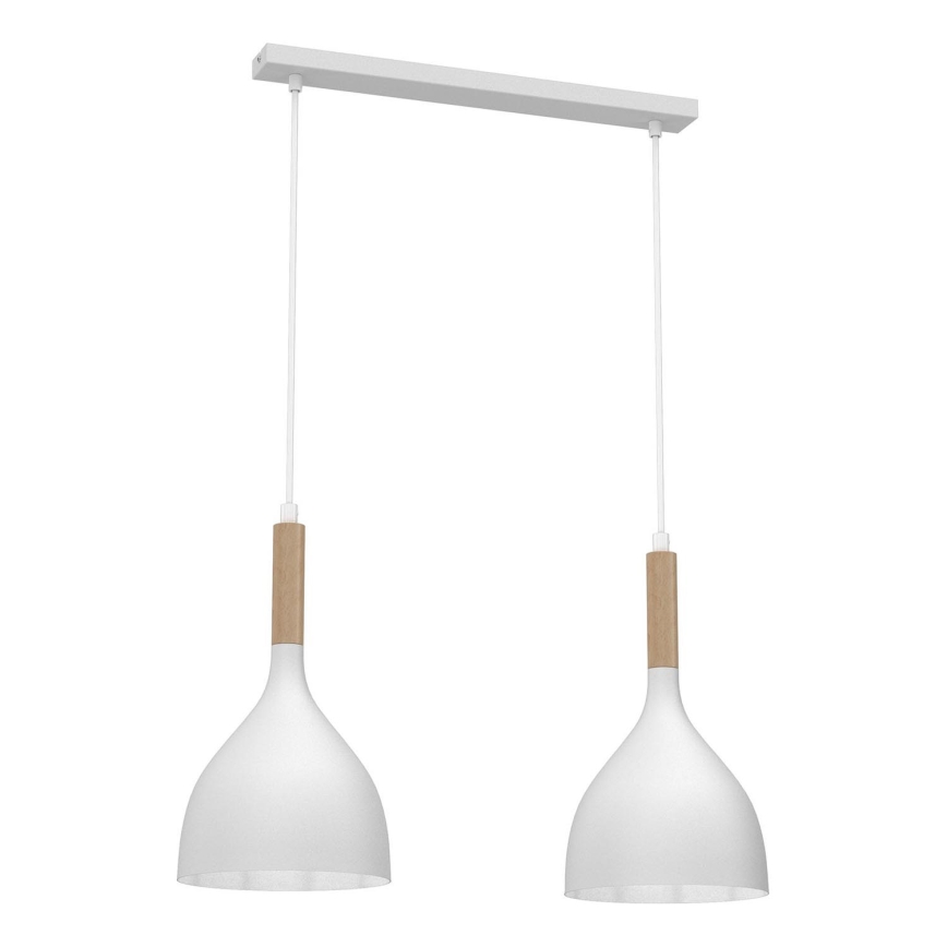 Suspension filaire NOAK WOOD 2xE27/15W/230V blanc/hêtre