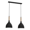 Suspension filaire NOAK WOOD 2xE27/15W/230V noir/hêtre