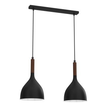 Suspension filaire NOAK WOOD 2xE27/15W/230V noir/hêtre