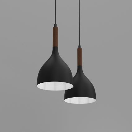 Suspension filaire NOAK WOOD 2xE27/15W/230V noir/hêtre