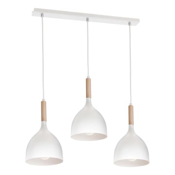 Suspension filaire NOAK WOOD 3xE27/15W/230V blanc/hêtre