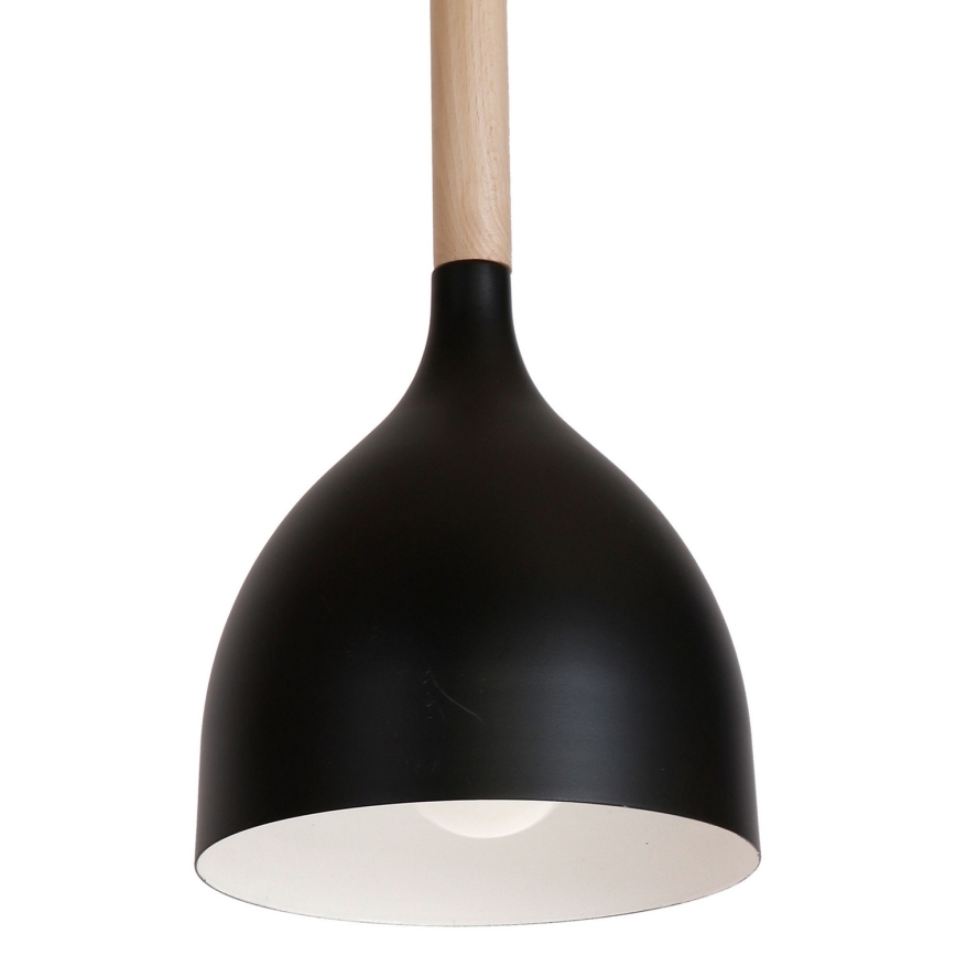 Suspension filaire NOAK WOOD 3xE27/15W/230V noir/hêtre