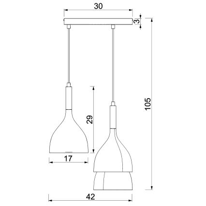Suspension filaire NOAK WOOD 3xE27/15W/230V noir/hêtre