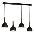 Suspension filaire NOAK WOOD 4xE27/15W/230V noir/hêtre