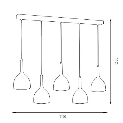 Suspension filaire NOAK WOOD 5xE27/15W/230V noir/hêtre