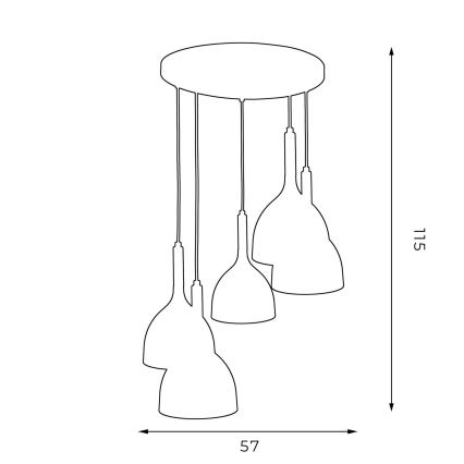 Suspension filaire NOAK WOOD 5xE27/60W/230V