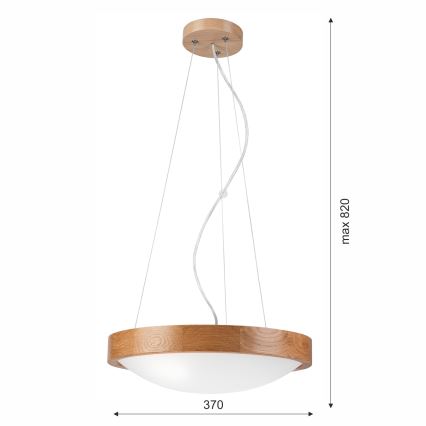 Suspension filaire OAK SLIM 2xE27/60W/230V ø 37 cm chêne