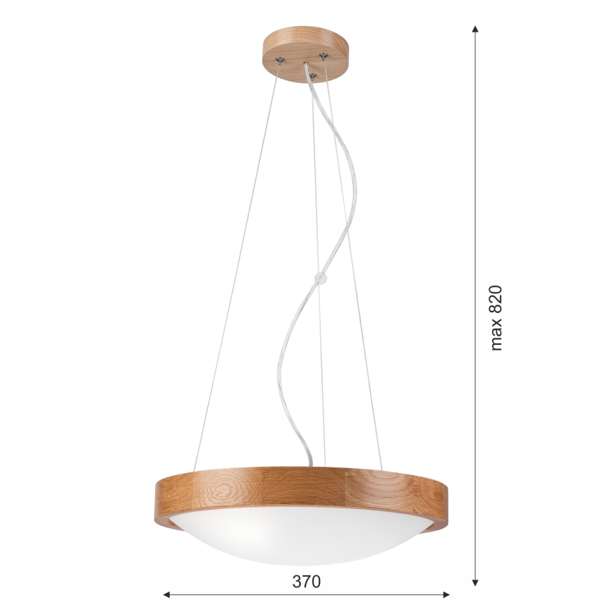 Suspension filaire OAK SLIM 2xE27/60W/230V ø 37 cm chêne
