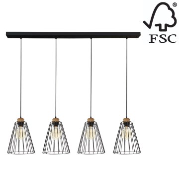 Suspension filaire ORAZIO 4xE27/60W/230V chêne - certifié FSC