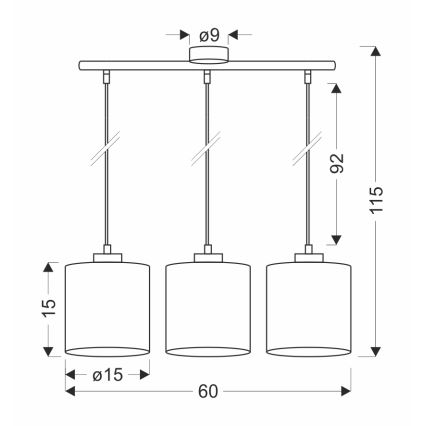 Suspension filaire PATTI 3xE27/60W/230V vert