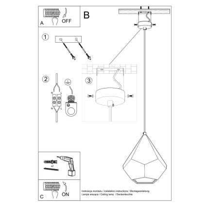 Suspension filaire PAVLUS 1xE27/60W/230V