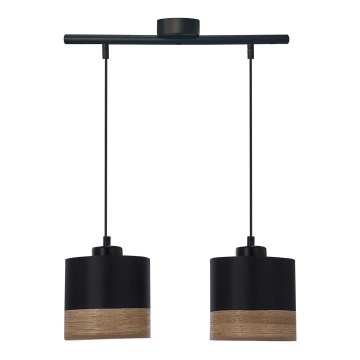 Suspension filaire PORTO 2xE27/60W/230V noir/marron