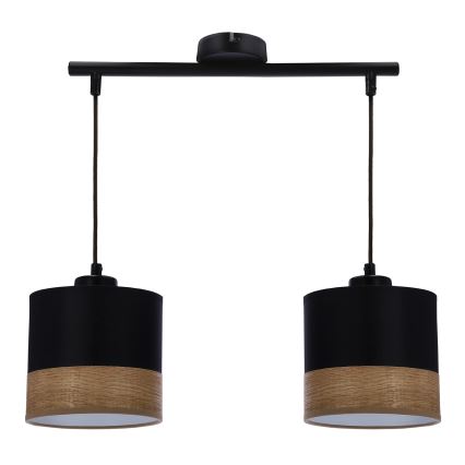 Suspension filaire PORTO 2xE27/60W/230V noir/marron