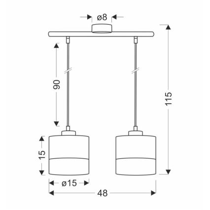 Suspension filaire PORTO 2xE27/60W/230V noir/marron