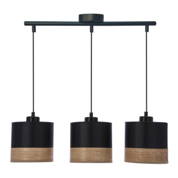 Suspension filaire PORTO 3xE27/60W/230V noir/marron