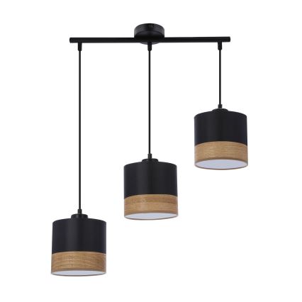 Suspension filaire PORTO 3xE27/60W/230V noir/marron