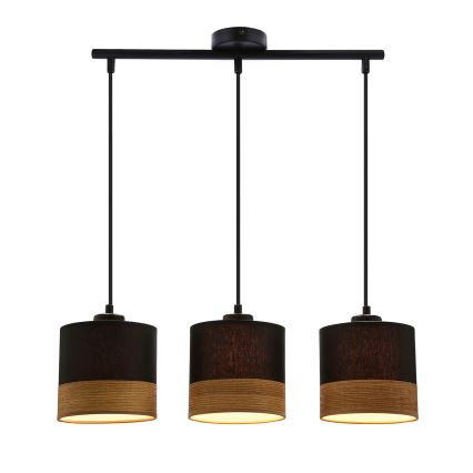 Suspension filaire PORTO 3xE27/60W/230V noir/marron