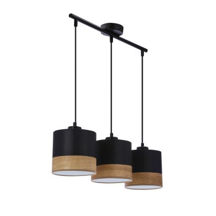 Suspension filaire PORTO 3xE27/60W/230V noir/marron