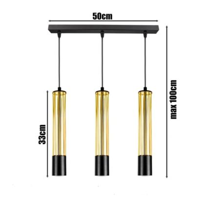 Suspension filaire PRESCOT 3xGU10/40W/230V doré