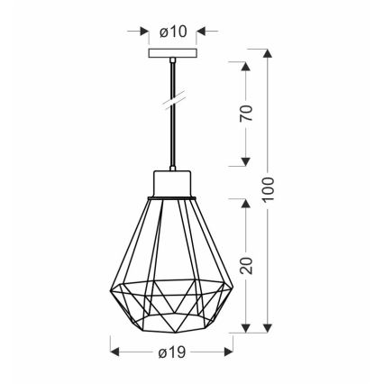 Suspension filaire PRIMO 1xE27/60W/230V noir/doré