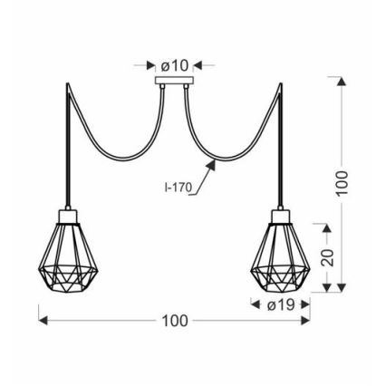 Suspension filaire PRIMO 2xE27/60W/230V noir/doré