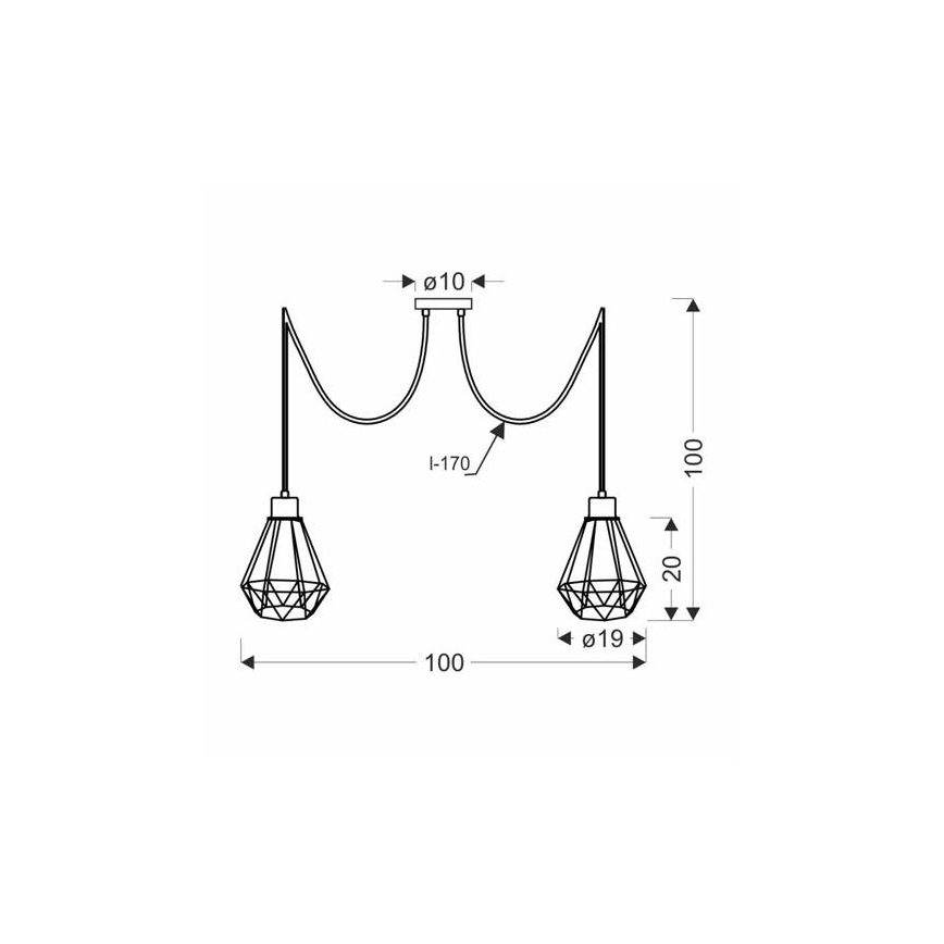 Suspension filaire PRIMO 2xE27/60W/230V noir/doré