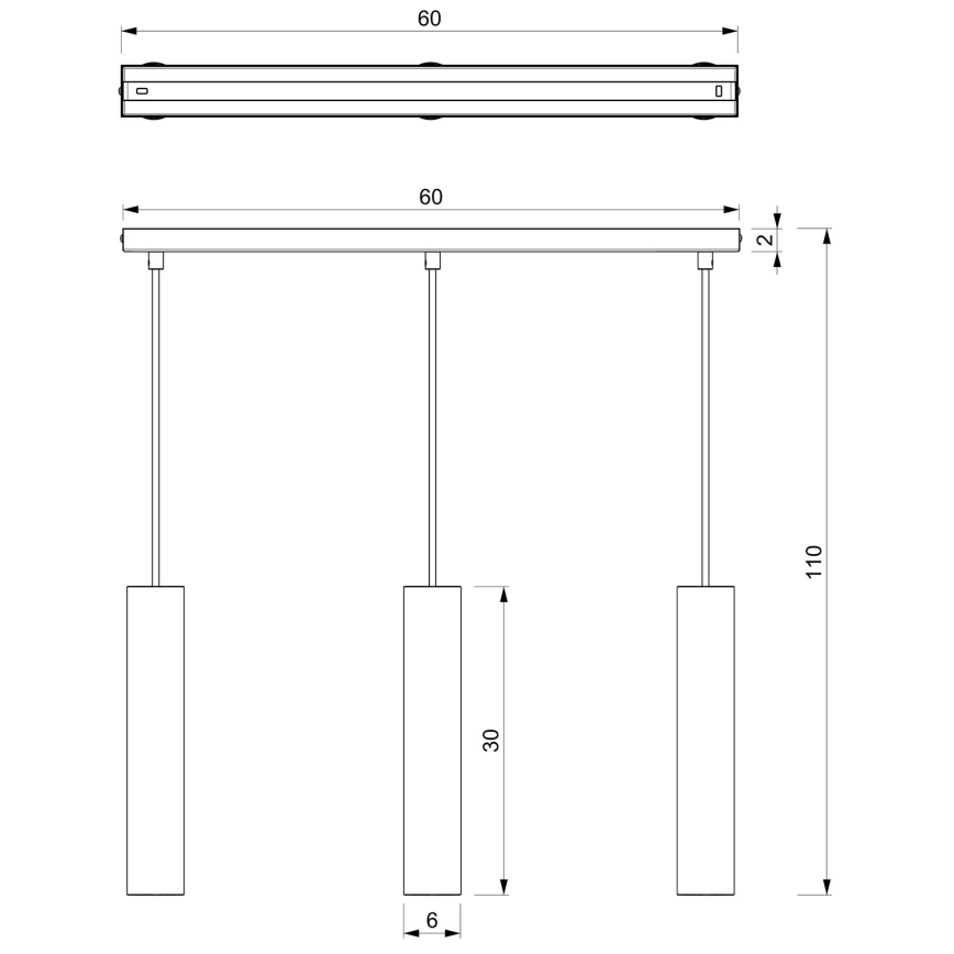 Suspension filaire RAITO 3xGU10/8W/230V laiton