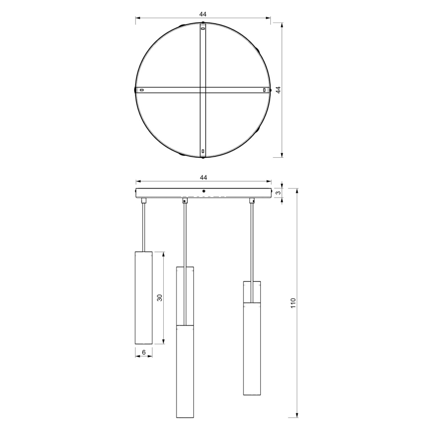 Suspension filaire RAITO 6xGU10/8W/230V laiton