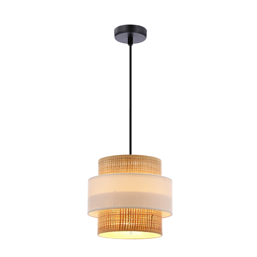 Suspension filaire RATTAN 1xE27/40W/230V blanc/marron