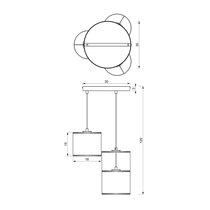 Suspension filaire RATTAN 3xE27/60W/230V rotin