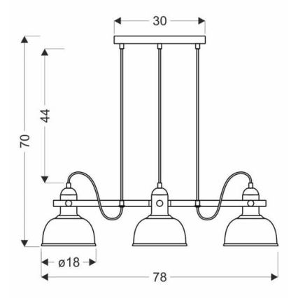 Suspension filaire RENO 3xE27/40W/230V noir/marron