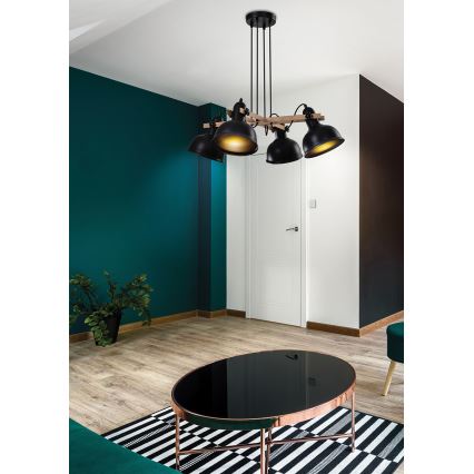 Suspension filaire RENO 4xE27/40W/230V noir/marron